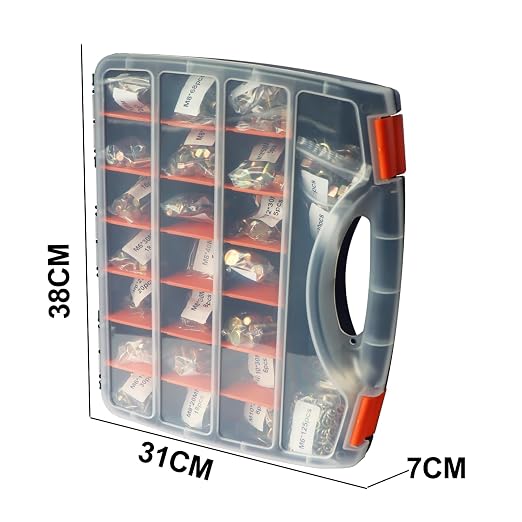 918Pcs Metric Bolt Assortment Kit - Grade 8.8 M6 M8 M10 M12 (16-50mm) Hex Bolts with Nuts & Washers, Yellow Zinc Plated, Storage Case for Heavy Equipment & Machinery Repair