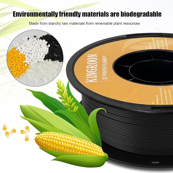 Kingroon High Speed PLA Bundle 3D Printer Filament 1.75mm, 3D Printer Rapid Filament for 30-600mm/s Hyper Printing Filament, Dimensional Accuracy +/- 0.03 mm, 10 kg Plastic Spool (22lbs（Black）