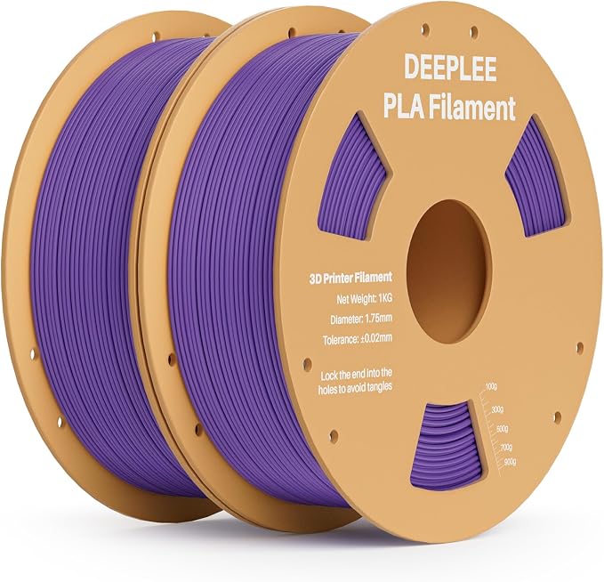 PLA 1.75mm 3D Printer Filament, Dimensional Accuracy +/- 0.02mm, Neatly Wound, No Clogging, Vacuum Package, Fits for Most FDM 3D Printers, 2 Pack 1kg Purple