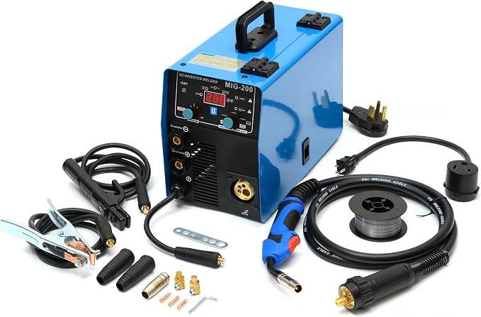 S7 200A 4-in-1 MIG Welder 110V/220V, Gas & Gasless Flux Core Welding Machine, Lift TIG/Stick/MMA Welder, Synergic Control, Large Digital Display, IGBT Inverter for DIY, Home Repair, Garage
