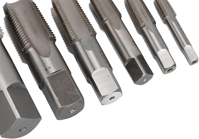 6Pcs Tap and Die Sets, 1 3/4 1/2 3/8 1/4 1/8 High Speed Steel NPT Pipe Tap Pipe Threader Drill Bits