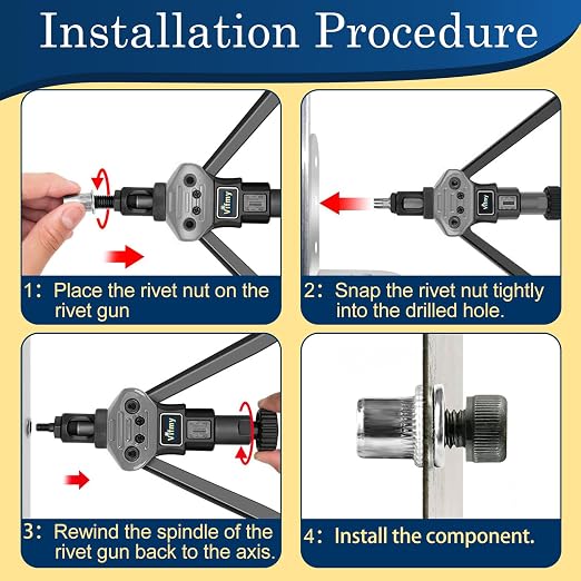 3/8''-16 UNC Rivet Nut, 28Pcs 304 Stainless Steel Flat Head Rivnut Threaded Insert Nutsert