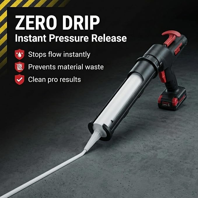 Heavy Duty Caulking Gun | 20V Cordless Caulk Gun | 29oz Cartridges 856m 1 Quart l | 900lbs Thurst | No Drip Professional Calking for Painters, DIYers, Automotive, Contractors