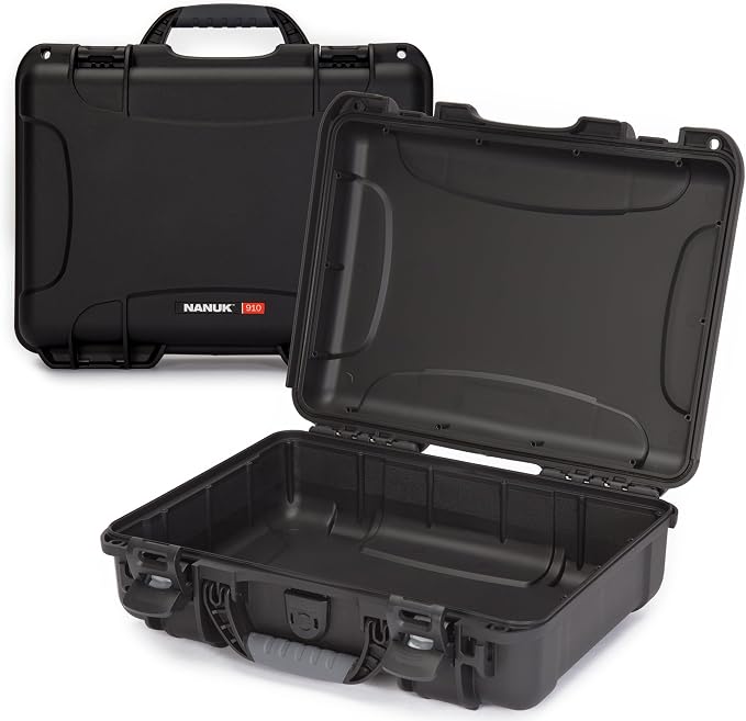 NANUK 910 Empty Waterproof Hard Case – 14.3” x 11.1” x 4.7”, Protective Case for Gear – Impact-Resistant, Dustproof, Airline Carry-On Approved – Made in Canada, Black