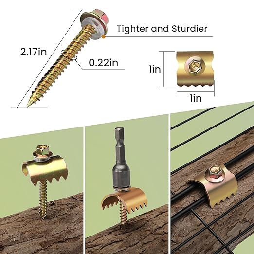 200 PCS-2 Inch Etespie Fence Staples for Wire Fencing,304 Steel Fence Fastener with Anti-Rust Coating,Quick Installation with Electric Drill,Reusable Fencing Staple for Wire Mesh and Woven Fencing