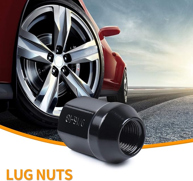 MIKKUPPA 20pcs 9/16-18 OEM Lug Nuts, Replacement for 2006-2010 Dodge Dakota, 2004-2009 Durango, 2002-2010 Ram 1500 Factory Wheels, One-Piece Black Large Acorn Seat