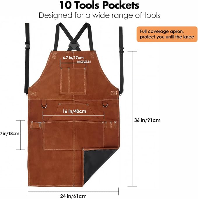 Welding Helmet Auto Darkening H-21 with Leather MIG Welding Work Apron, Welding Hood True Color & Heat Flame Resistant Apron