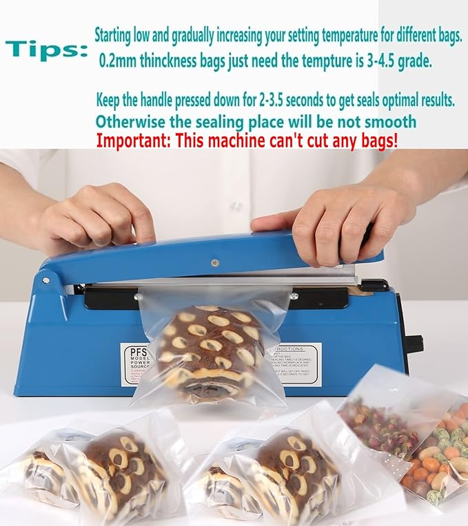 Impulse Heat Sealer Manual Bags Sealer Heat Sealing Machine 12 Inch Impulse Sealer Machine for Plastic Bags PE PP Bags with Extra Replace Element Grip
