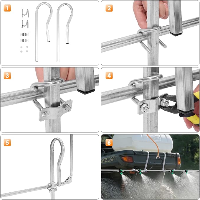 6-Nozzle Foldable Boom Sprayer with 2 Heavy-Duty Hooks– 122" Coverage for ATV/UTV, Adjustable Spray Patterns, Easy-Transport Folding Design