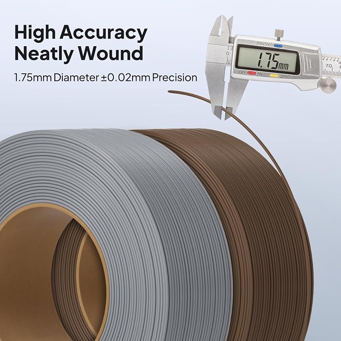 PLA Basic Refill Filament 1.75mm, No Spool 3D Printer Filament, Dimensional Accuracy +/- 0.02mm, Fits for Most FDM 3D Printers, 4KG Brown