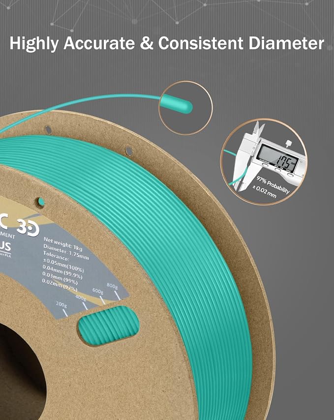 DURAMIC 3D PLA+ Printer Filament 1.75mm PLA Plus Neatly 2Kg Spool(2.2lbs) | PLA Pro Tougher and Stronger, Dimensional Accuracy Probability +/- 0.02mm Cyanblue