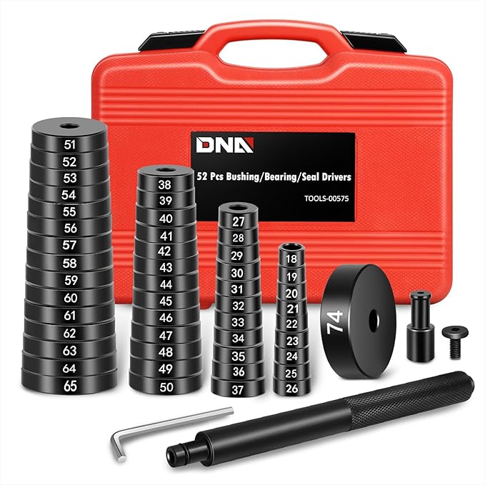DNA Motoring 52pcs Custom Bushing Driver Set, 52 in 1 Transmission Bearing Race Seal Wheel Axle Installer Removal Tools Kit, TOOLS-00575