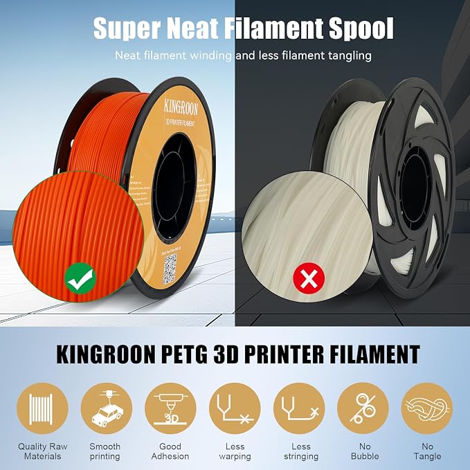 Kingroon High Speed PLA 3D Printer Filament 1.75mm, 3D Printer Rapid Filament for 30-600mm/s Hyper Printing Filament, Dimensional Accuracy +/- 0.03 mm, 1kg Plastic Spool(2.2lbs) (Orange)