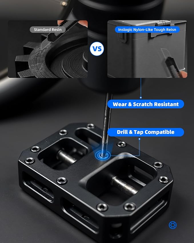 Inslogic Nylon-Like Tough 3D Printer Resin, High Impact Resistance & Flexibility for LCD, DLP, SLA Resin 3D Printers, Durable, Low Shrinkage, 365-405nm UV-Curing Resin, 1kg, Dark Gray