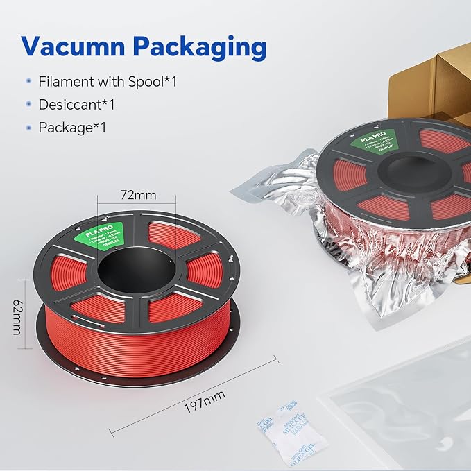 PLA PRO Filament 1.75mm, Stronger Toughness 3D Printer Filament, PLA Filament Dimensional Accuracy +/- 0.02 mm, Neatly Wound, Fits Most FDM 3D Printer, 4 Pack Grey