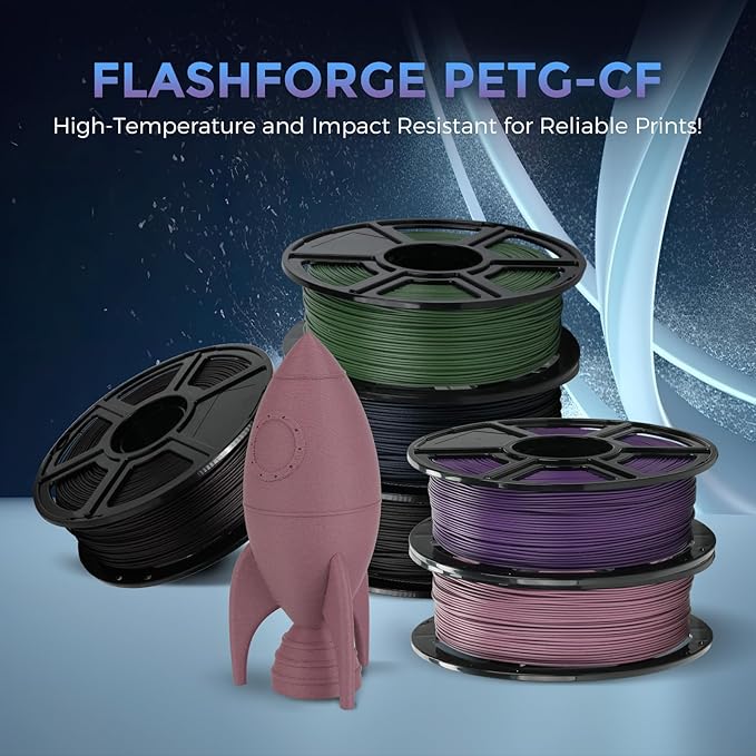 FLASHFORGE Carbon Fiber PETG Filament 1.75mm Dusty Pink, Reinforced 3D Printer Filament 1kg, Lightweight & High-Strength PETG-CF Filament, Strong & Easy to Print