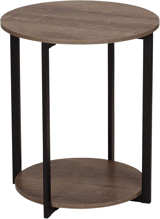 Household Essentials Wooden Side End Table with Storage Shelf | Ashwood