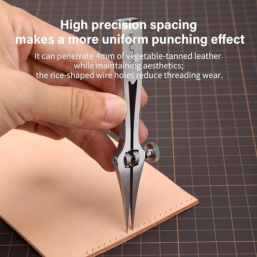 WUTA Leather Chisel All-Polished Pricking Iron Adjustable 2-6mm French Style Puncher Sharp Punching Tool Set (Obverse Adjustable 2 Teeth+2.7mm 8 Teeth+3.0mm 8 Teeth)