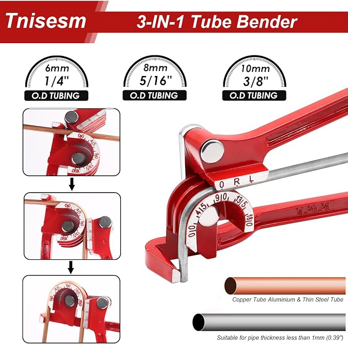Tnisesm 3/16Inch Brake Line kit Include Zinc-Plated Brake Lines with Fitting (16Pcs Fittings,2Pcs Unions+4Pcs Nut) Brake line Bender Single Flare Tool,Cutter 3/16Inch Brake line kit