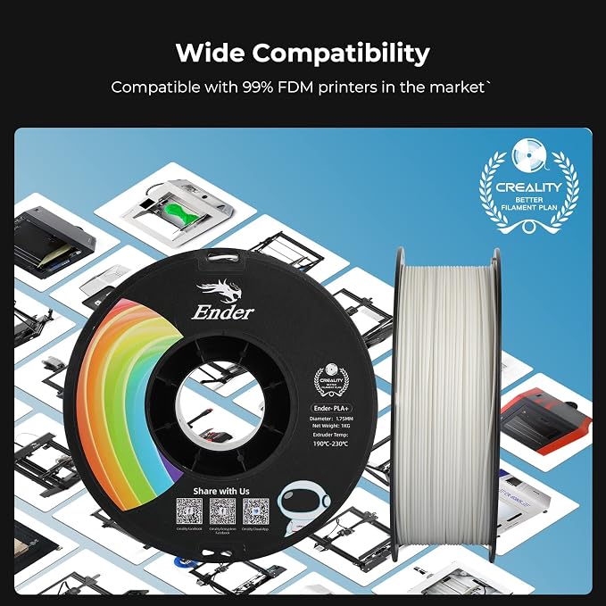 Creality PLA Plus Filament 1.75mm, Upgrade PLA+ Filament Strong Toughness No-Tangling Vacuum Packaging 3D Printing Filament Fit Most FDM 3D Printers, 1kg Spool, Accuracy +/- 0.02mm, Green