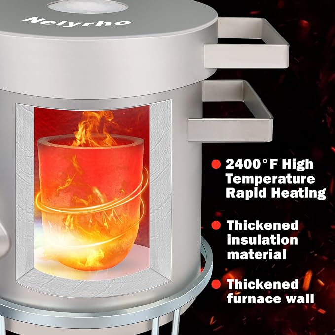 Nelyrho Propane Smelting Furnace Kit – 4kg Crucible, Support Stand, Tongs Included – Stainless Steel Foundry Melting Furnace for At-Home Metal Melting of Aluminum, Gold, Silver, and Copper Scrap