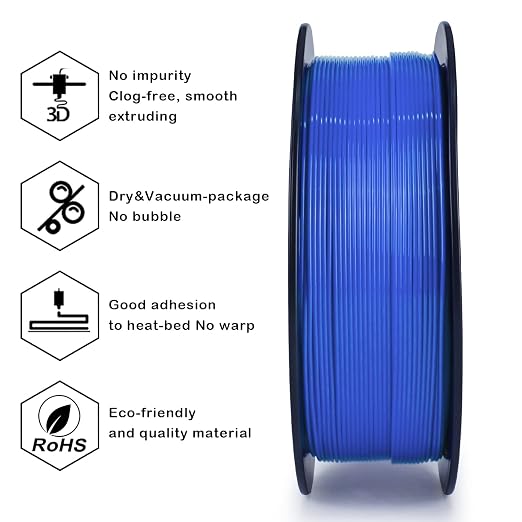ZIRO PLA Filament 1.75mm, Pure Color 3D Printer Filament, PLA PRO Basic Color Series, 1.75MM 1KG Spool, Fit Most FDM Printers, Blue