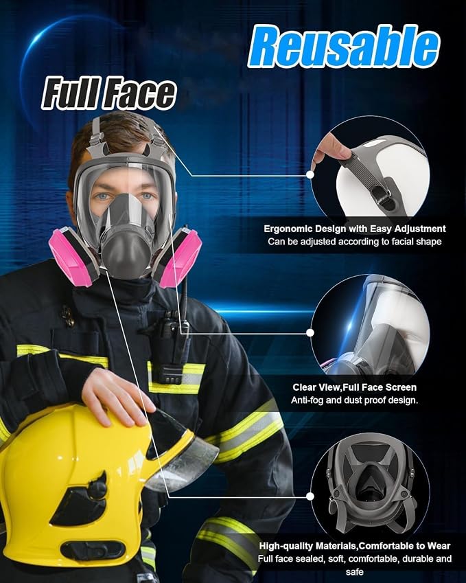 Full Facepiece with Filters, for Painting, Car Spraying, Chemicals, Dust, Gas, Welding, Woodworking, Sanding