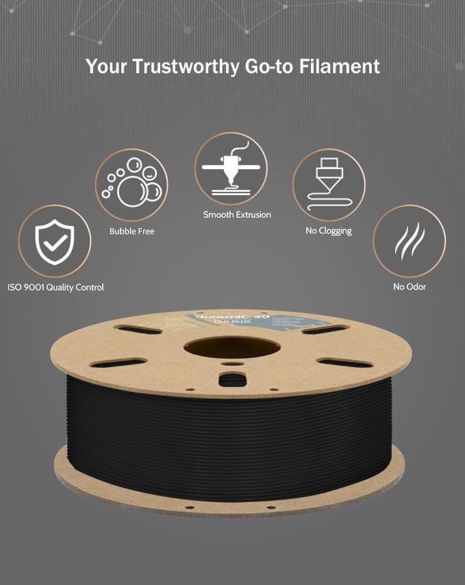 DURAMIC 3D PLA+ Filament 1.75mm 1Kg Black, PLA Plus Filament 1Kg Spool(2.2lbs) Tougher and Stronger, Dimensional Accuracy Probability +/- 0.02mm | PLA Pro Tougher and Stronger, Dimensional Accuracy Probability +/- 0.02mm Black