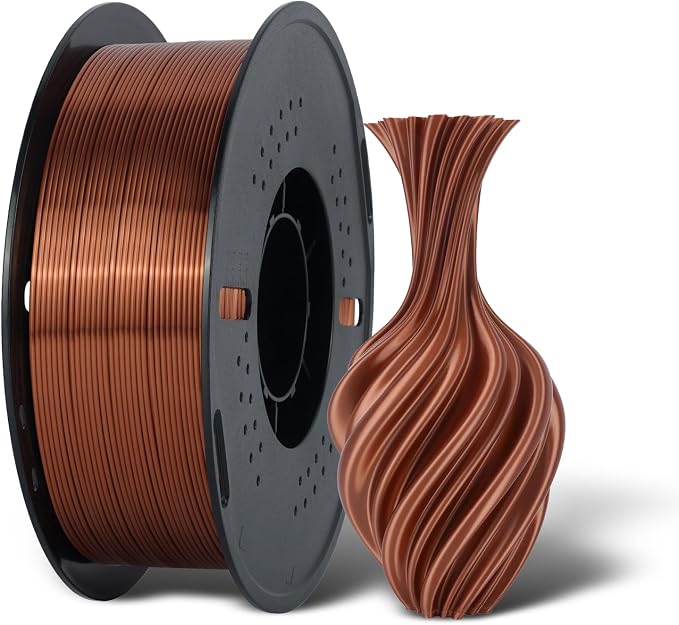 Kingroon Silk Copper PLA 3D Printer Filament 1.75mm, Dimensional Accuracy +/- 0.03 mm, 1 kg Spool(2.2lbs) PLA Shiny Filament-(Copper)