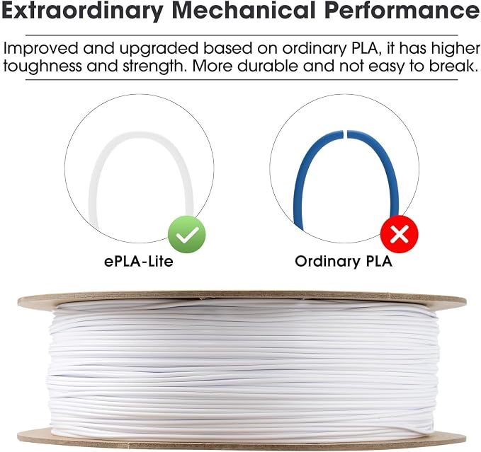 eSUN PLA Filament 1.75mm, High Toughness 3D Printer Filament Upgraded PLA Filament, Dimensional Accuracy +/- 0.03mm, 1KG per Spool, 4 Spools 3D Printing Filament for 3D Printers, Cold White