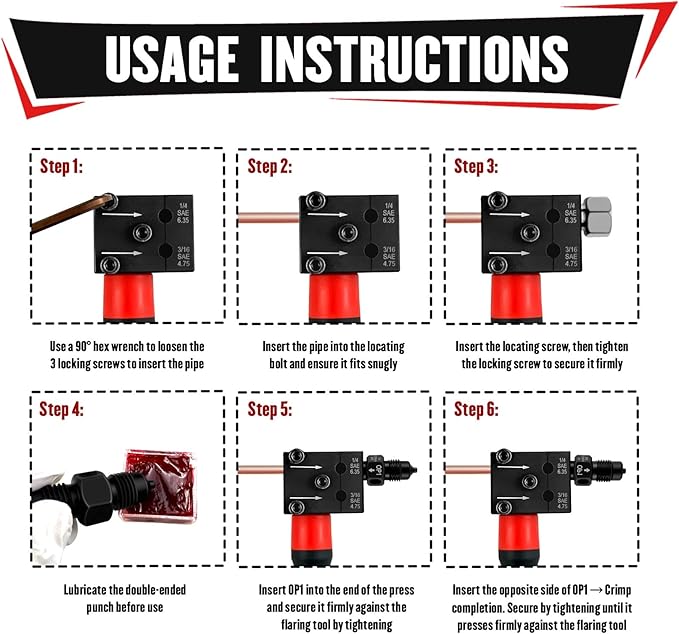 YIYITOOLS 7Pcs Brake Line Flaring Kit for 1/4", 3/16" Copper, Aluminum and Nickel-Copper Tubing Lines, Creates 45° Single, Double & Bubble Flares, SAE