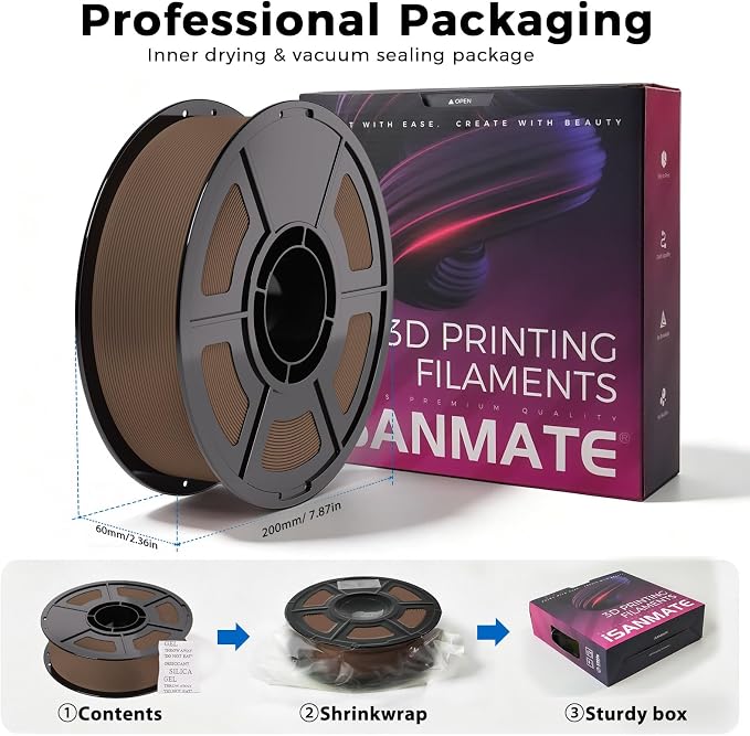 iSANMATE Matte PLA Filament 1.75mm Brown PLA 30-300mm/s 3D Printer Filament 1kg (2.2lbs) for Bambu Lab 3D Printers,AMS,AMSLite