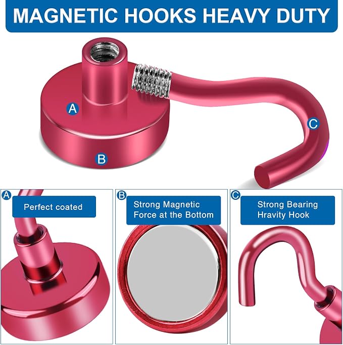 LOVIMAG Magnetic Hooks, Cruise Essentials 2026, 12 Pack-30LBS | Heavy Duty Strong Magnet Hook for Cruise Cabin, Refrigerator Fridge, Ship, Classroom, Kitchen Grills, Black