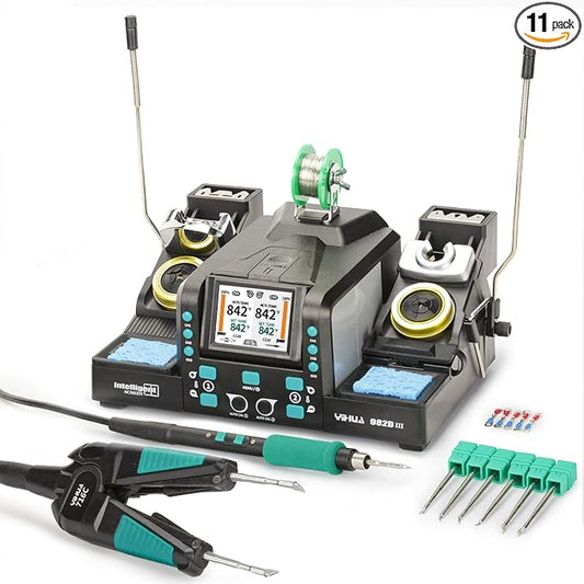 YIHUA 982D-III 2-IN-1 Precision Soldering Station with C210 Soldering Iron and C120 Hot Tweezers Cartridge Tip System for SMD Rework, Micro Soldering, Professional Soldering Iron Kit