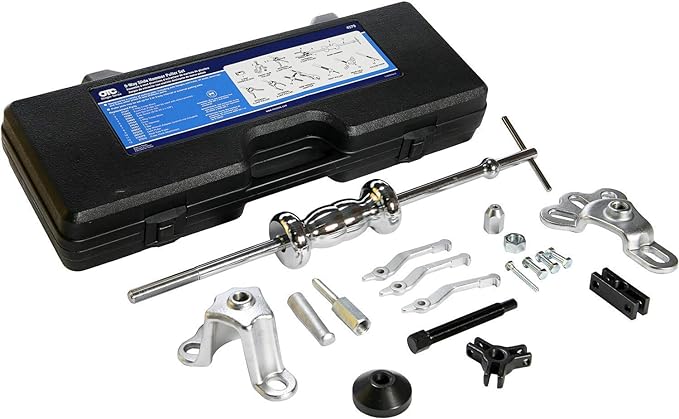 OTC 4579 9-Way Slide Hammer Puller Set with 5 lb. Chrome Plated Hammer, Multiple Puller Attachments Suitable for a Wide Variety of Pulling Jobs, and a Sturdy Blow-Molded Carrying Case