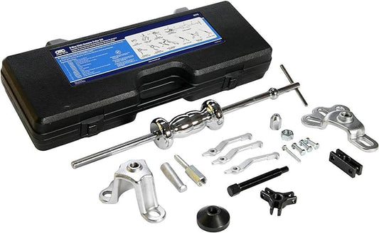 OTC 4579 9-Way Slide Hammer Puller Set with 5 lb. Chrome Plated Hammer, Multiple Puller Attachments Suitable for a Wide Variety of Pulling Jobs, and a Sturdy Blow-Molded Carrying Case