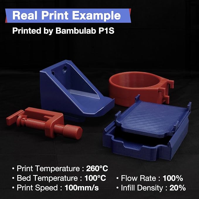 YXPOLYER Nylon Filament PA6 Blue Easy PA 3D Printing Filament 1.75mm 1kg | Easy to Print, AMS Compatible Spool, Engineering-grade, Low Warp, FDM Printers, Pre-dried, High Speed Low Temp Printing
