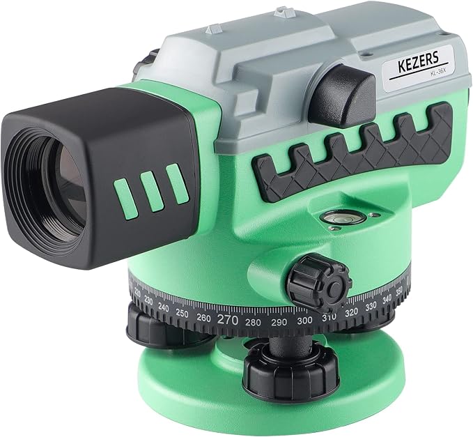 KEZERS 36X Transit Level,Automatic Optical Survey Level,High Precision Auto Level,Self-Leveling Tool for Builders,Waterproof/Height/Distance/Angle Measurement - KL-36X