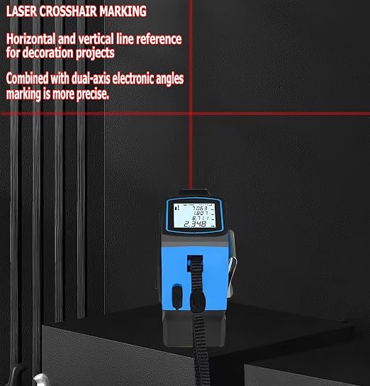 tape measure 4-in-1 laser Digital Measuring Tape & 80m/262ft Laser Distance Meter & with 16ft/5m & Crosshair markings & Dual-axis electronic level,Display On Backlit LCD Screen
