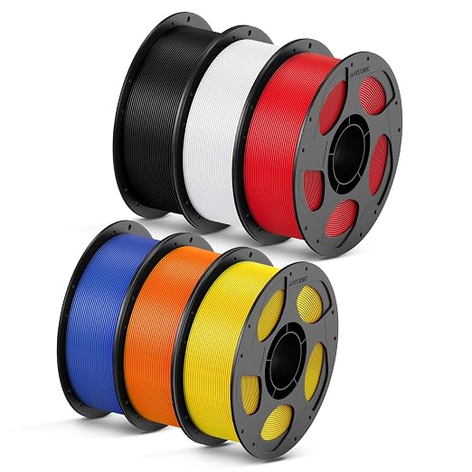 ANYCUBIC High Speed 3D Printer Filament 1.75mm Bundle, Rapid PLA Filament, Dimensional Accuracy +/- 0.02mm, 6KG Pearl Black+Bright White+Bright Red+Dazzling Blue+Vibrant Yellow+Vibrant Orange