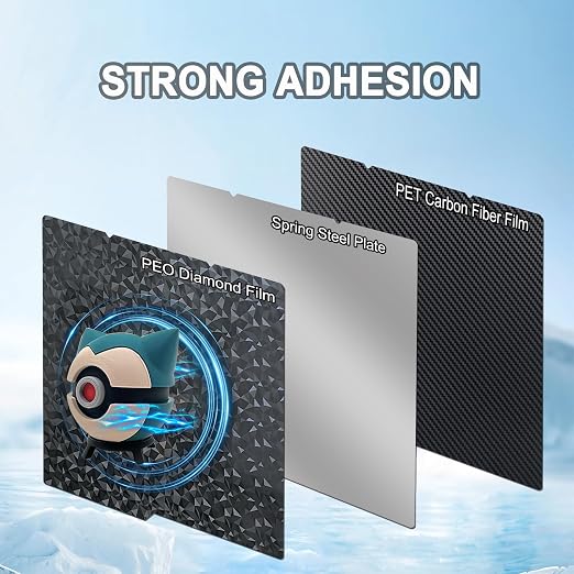 264X276mm PEO+ PET Build Plate for Kobra 4/Kobra S1/Kobra X, Smooth Diamond PEO+Carbon Fiber PET Platform Spring Steel Flexible Platform Heated Bed for Anycubic Kobra S1 Combo 3D Printer
