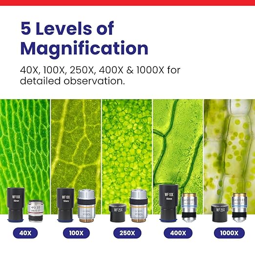 AmScope M150C / M150C-I 40X-1000X All-Metal Optical Glass Lenses Cordless LED Student Biological Compound Microscope