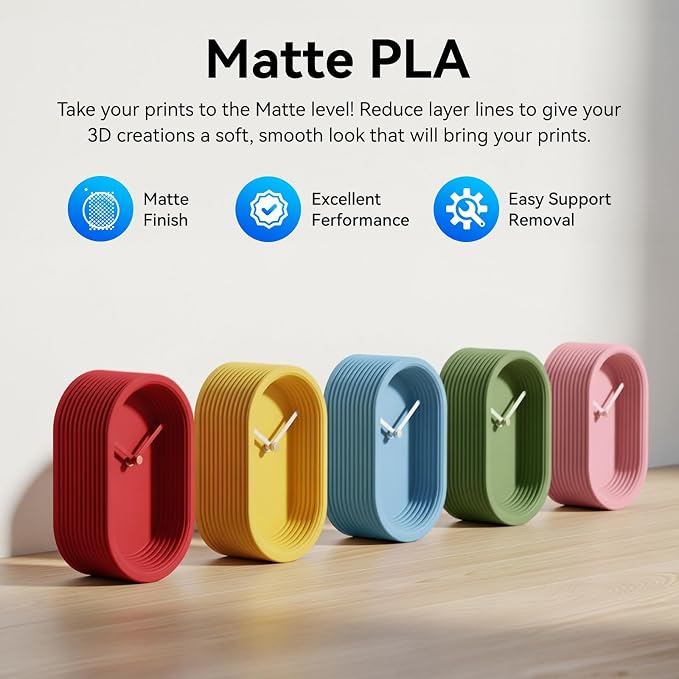 JAYO Matte PLA 3D Printer Filament 1.75mm Green, Matte Surface Conceals Layer Lines Filament, 1.1kg (2.42 lbs) Spool, Accuracy +/- 0.02 mm, Fit Most FDM Printers