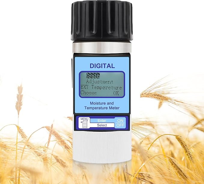 Grain Moisture Meter High Precision Grain Moisture Tester with Moisture & Temperature Display Seed Moisture Meter for 25 Grains including Wheat, Soybean, Coffee and More