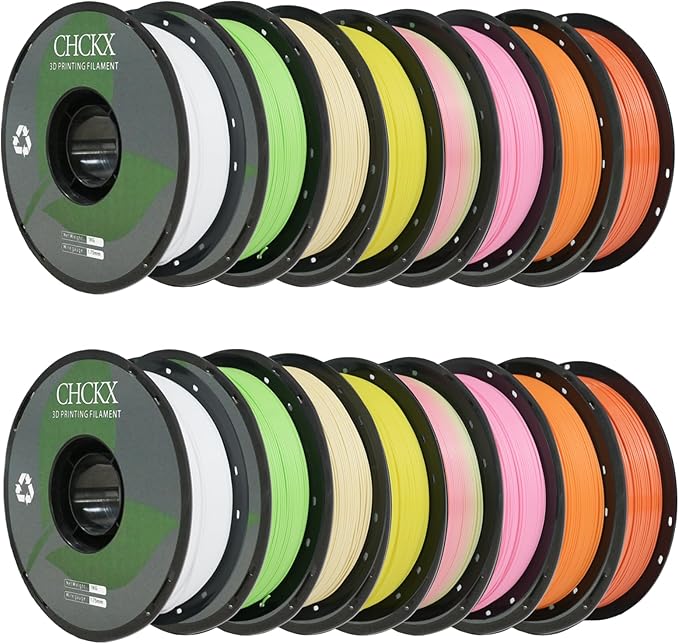 16KG PLA 3D Printer Filament Bundle,1kg Spool(2.2lbs), 1.75mm,2white+2pink+2 Peach+2 Pumpkin Yellow+2 Vibrant Orange+2 Light Yellow+2 ice Cream+2 Lemon Green