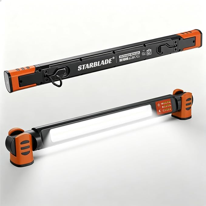 Underhood Magnetic Work Light for Mechanics, 4 Modes 2700K-6500K LED, 7800mAh 12H Battery, IP65 Waterproof, USB-C Rechargeable Hood Light for Car Repair/Garage/Emergency (Orange)