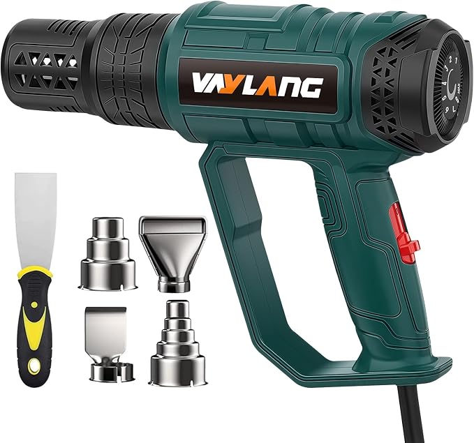 Upgraded Heat Gun - 8 Temp Settings & 2 Fan Speeds, with 4 Nozzles for Welding, Paint Stripping, Shrink Wrapping, Thawing, DIY QR611B