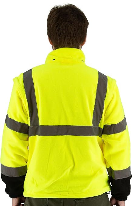 Majestic 75-1383/X1 High Visibility Yellow 8-in-1 Waterproof Jacket with High Visibility Liner, Removable Sleeves and Liner, PU Coated Oxford Fabric, ANSI 3 Type R, X-Large