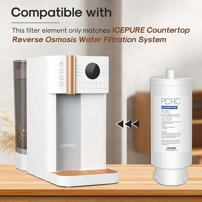 ICEPURE 4-in-1 Composite Filter Cartridge, Replacement for Countertop Reverse Osmosis Water Filtration System CTR-J, 12-Month Lifespan, 1 Pack