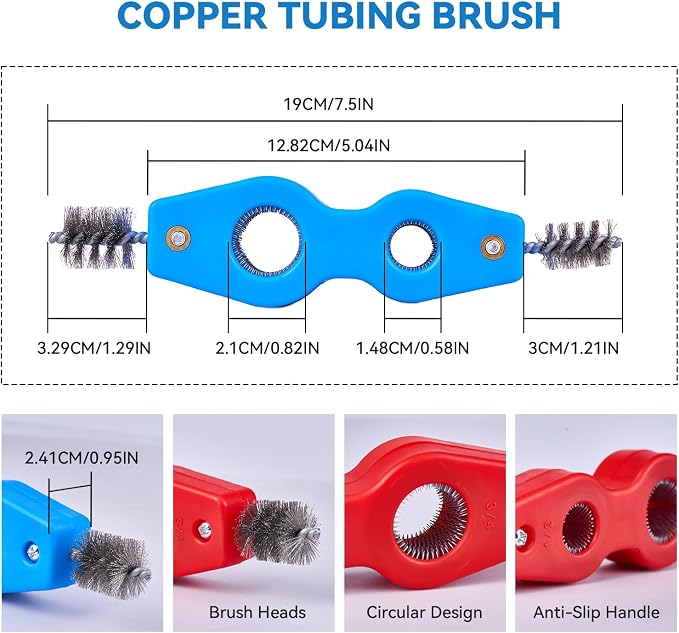 WISSCOOL Copper Pipe Cutter Kit with Pipe Cutter 3/16"-2", Mini Tube Cutter 1/8" to 1-1/8", Deburring Tool Pipe Reamer Needle File Set Car Battery Cleaning Brush for Automotive HVAC Plumbing